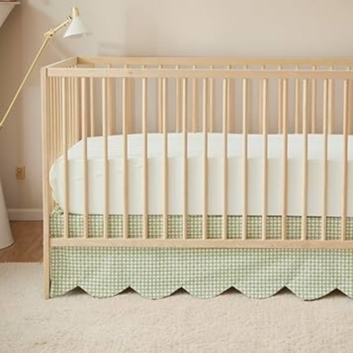 Amazon.com: Brandream Scallop Edge Cotton Crib Skirt Toddler Bedskirt Baby Nursery Crib Bed Skirt Gender Neutral Solid Color Light Green Farmhouse Chic Boho Bohemian Skirt : Baby