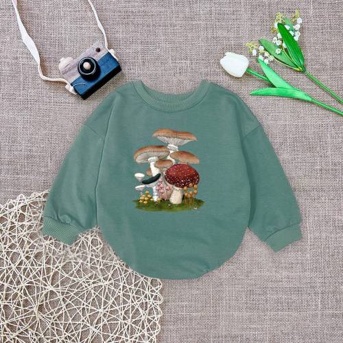 Mushroom Baby Romper, Moon Phase Baby, Aesthetic Mushroom Romper Sweatshirt, Cottagecore Mushroom Romper, Dark Academia , Gift Baby Outfit