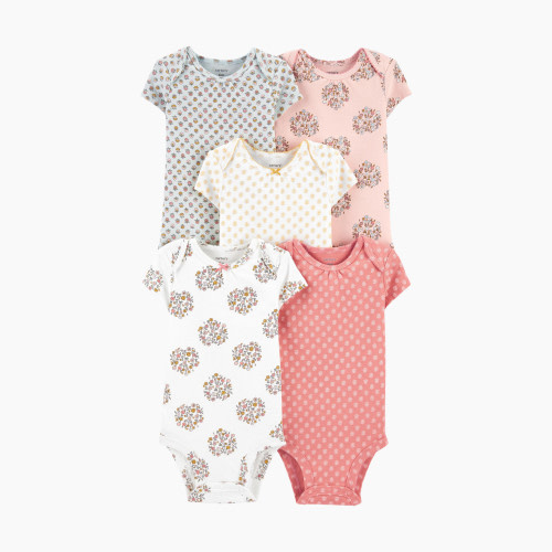 Carter's Short-Sleeve Original Bodysuits (5 Pack) - Floral Geo Prints, 9 M