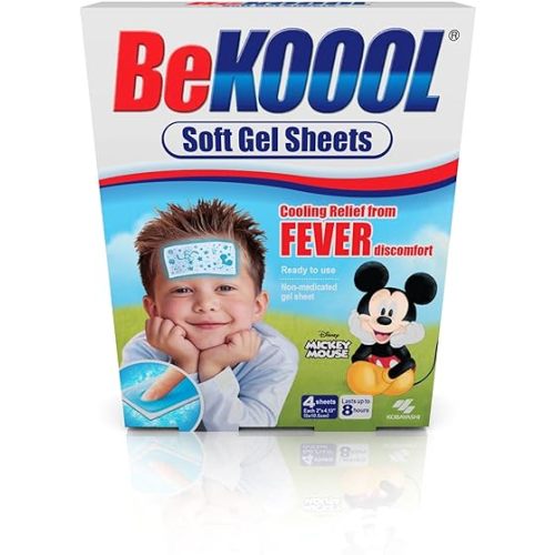 BEKOOOL Immediate Cooling Fever Reducing Soft Gel Sheets for Kids - 4 Count, White (00101) (Pack of 3)