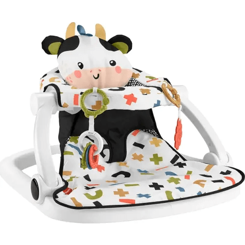 Fisher-Price Portable Baby Chair, Cute Cow Sit-Me-Up Floor Seat with BPA-Free Teether & Clacker Newborn Developmental Toys