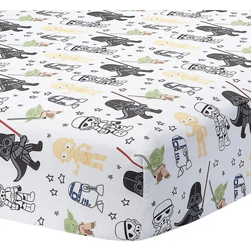 Lambs & Ivy Star Wars Classic Fitted Crib/Toddler Sheet - Yoda/Darth Vader