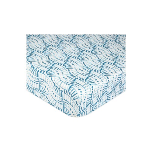 CRANE BABY Cotton Sateen Fitted Crib Sheet, Blue Print