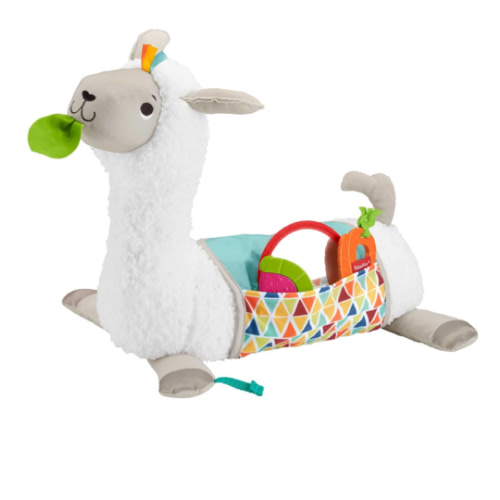 Fisher-Price Baby Toy Grow-with-Me Tummy Time Llama Wedge Support with Mirror, Teether & Rattle for Developmental Play Newborns Ages 0+ Months