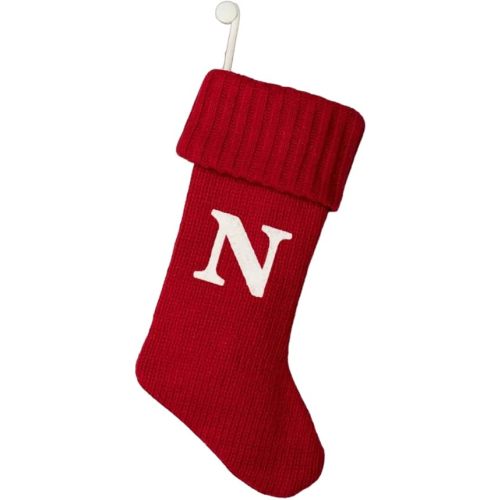 Wondershop Christmas Holiday Red Thick Knit Stocking Monogram Letter N Measures 20"