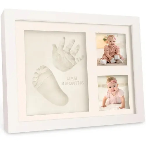 Baby Hand and Footprint Kit - Quick Dry Clay Baby Footprint Kit, Newborn Keepsake, Nursery Picture Frame for Boys, Girls, Personalized Gifts for Shower & Registry, New Mom Gift (Alpine White)