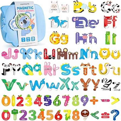 78 PCS Magnetic Letters, Large Cute Animal Alphabet Magnets for Fridge, Uppercase & Lowercase ABC Educational Toy, Choke-Proof Toddler Learning Toys for Kids Toddlers Preschool Learning Spelling