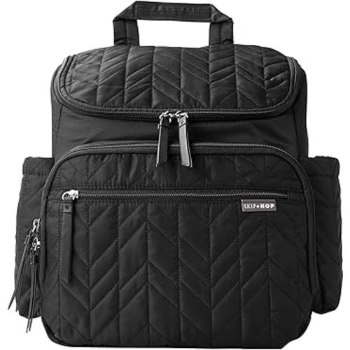 Skip Hop Diaper Bag Backpack: Forma, Multi-Function Baby Travel Bag with Changing Pad & Stroller Attachment, Jet Black