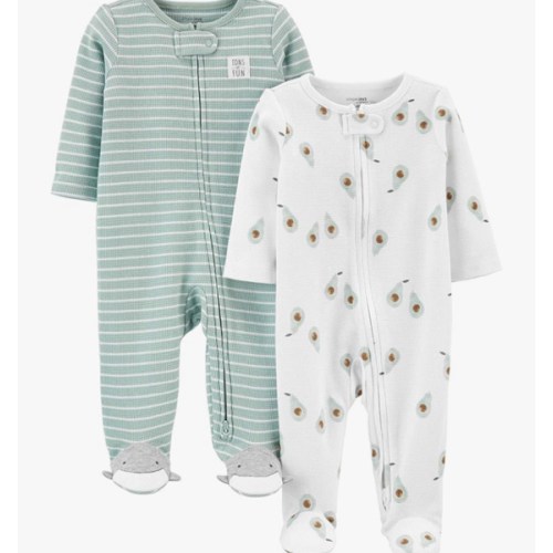 Simple Joys by Carter's Baby 2-Way Zip Thermal Footed Sleep and Play, Pack of 2