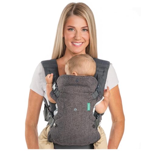 Infantino Flip 4-in-1 Convertible Baby Carrier, Adjustable, Ergonomic Babywearing, Registry Essential, Baby Carrier for Newborn to Toddler, Gray