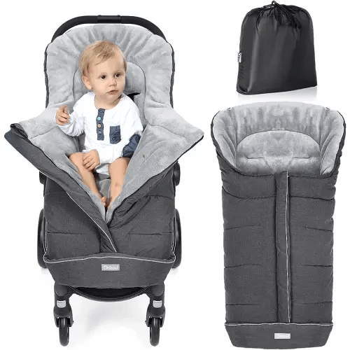 Orzbow Universal Stroller Footmuff, Winter Baby Bunting Bag for Stroller - Baby Sleeping Bag with Coral Fleece Lining for Cold Weather, Water-Repellent, Winter Must Have for Toddler Kids, Dark Grey