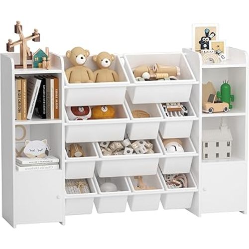 Large Toy Storage Organizer with 12 toy storage bins, Toy Organizers and Storage with 6 Storage Cubbies, kids bookshelf and toy storage, Perfect for Toddler Playroom Organization and Storage Bins Wh3