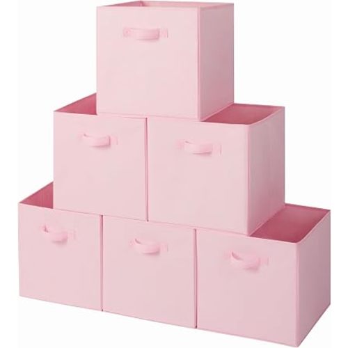GRANNY SAYS 13x13 Cube Storage, 6-Pack Storage Cube Organizers, Light Pink