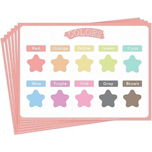 Disposable Placemats for Baby, Sticky Toddlers Kids Placemats Disposable Table Mats for Restaurants, Dining Table, Preschool & Parties–Star Color Fun Designs 40 Pack, 12x16 Inches