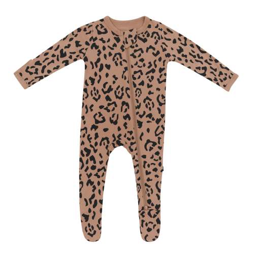 Zippered Footie in Latte Leopard