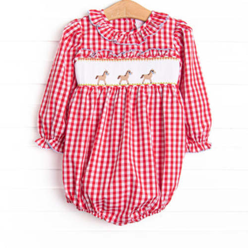 Little Pony Parade Smocked Bubble, Red – Stitchy Fish