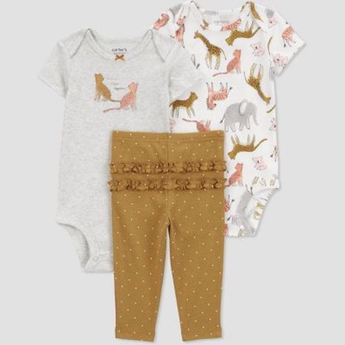 Carter's Just One You® Baby Girls' Safari Coordinate Set - White/gold new born