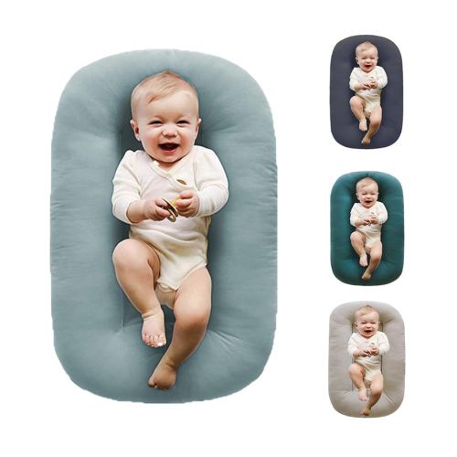 Baby Lounger for Newborn Pillow,Baby Nest Pillow Co-Sleeping for Baby in Bed Breathable & Soft,Babies Essentials Gifts Newborn Lounger for Boys & Girls 0-12 Months-Misty Blue