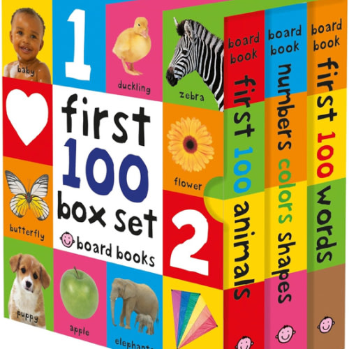 First 100 Board Book Box Set (3 books): First 100 Words, Numbers Colors Shapes, and First 100 Animals