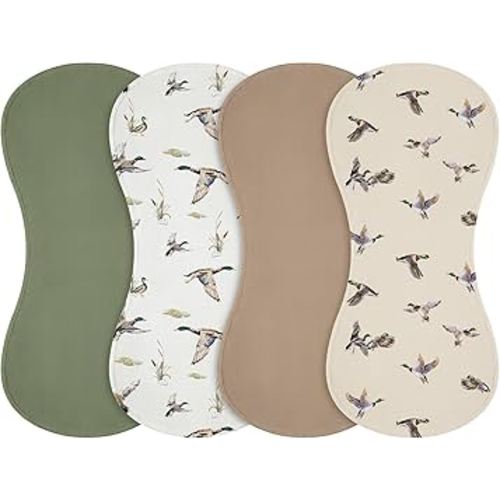 Boao 4 Pcs Mallard Duck Baby Burp Cloths Duck Hunting Soft Plush Newborn Spit up Rags Mallard Burp Cotton Cloths Rag for Boy Girl Newborn Infant Gifts Nursery Decor 20.87 x 9.84 Inches