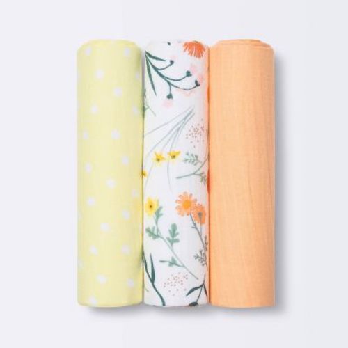 Muslin Swaddle Blanket - Cloud Island™ Garden Floral - 3pk