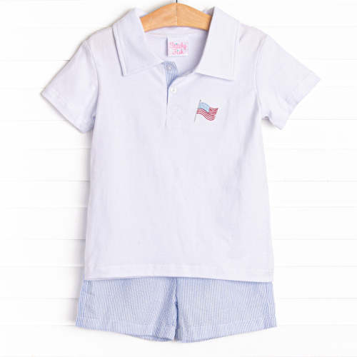 Waving in the Wind Embroidered Short Set, Blue
–
Stitchy Fish