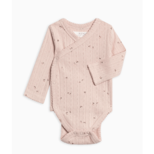 Hilda Brushed Back Pointelle Long Sleeve Kimono Bodysuit