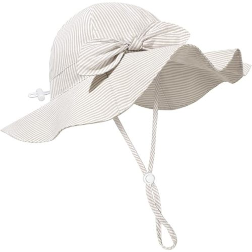 Baby Girl Sun Hat Summer Foldable Beach Hats with UPF50+ Sun Protection Wide Brim Toddler Bucket Hat Cap