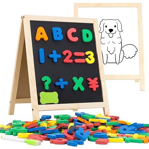 INNOCHEER Magnetic Letters and Numbers for Toddlers, Magnetic Board for Kids, ABC Alphabet Magnets, Educational Dry Erase Board - Whiteboard & Chalkboard for Toddlers Writing & Drawing Kids Toys