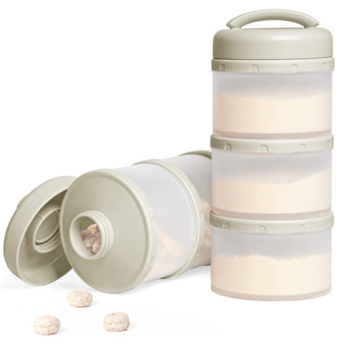 Termichy Stackable Formula Dispenser Portable Milk Powder Container, 2 Pack, Warm Grey