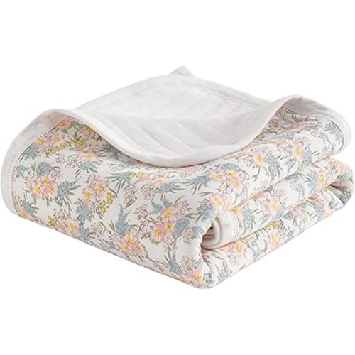 NTBAY Jersey Cotton Quilted Toddler Blanket, Breathable and Warm for Boys and Girls Baby Blanket, 30x40 Inches, Pink Floral