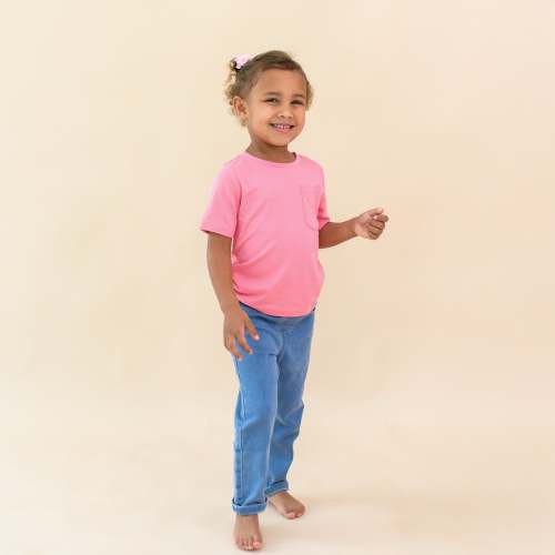 Toddler Crew Neck Tee in Guava