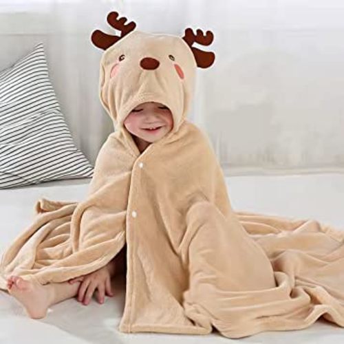 Baby Hooded Towel,Baby Towels for Newborn,Baby Bath Essentials (brown elk)