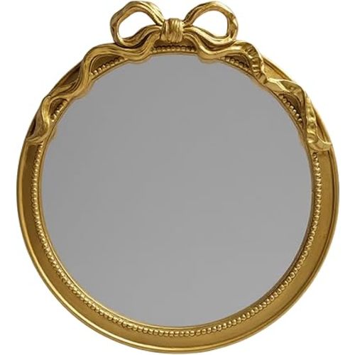 24-Inch Gold Bow Resin Mirror – Perfect Decorative Accent for Nursery and Elegant Baby Room Decor (Gold, 26x24in)
