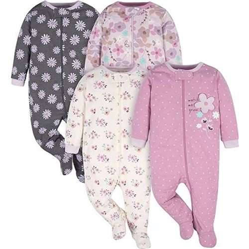 Gerber Baby Girls' 4 Pack Sleep 'N Play Footie