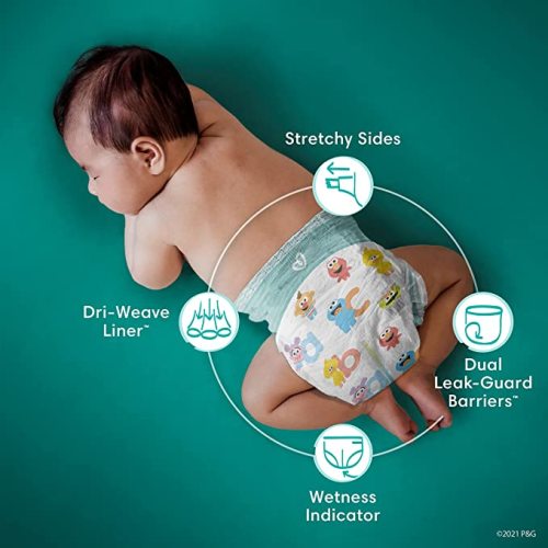 Diapers Size 1/Newborn, 252 Count - Pampers Baby Dry Disposable Baby Diapers (Packaging & Prints May Vary) - Size 1 (252 Count) - ONE Month Supply