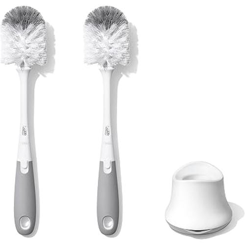 OXO Tot Bottle Brush with Nipple Cleaner and Stand – Gray, 2-Pack
