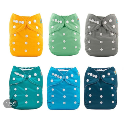 6-Pack Baby Cloth Diapers with 6 Microfiber Inserts - One Size Adjustable & Reusable Pocket Diapers for Infants & Toddlers