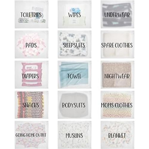 15 Pack Hospital Bags for Labor and Delivery,11 x 14 Inch Maternity Hospital Bag Essentials for Mommy Dad Newborn Baby,Diaper Bag Organizing Pouches Pre Packed Bag First Time New Mom Must Haves
