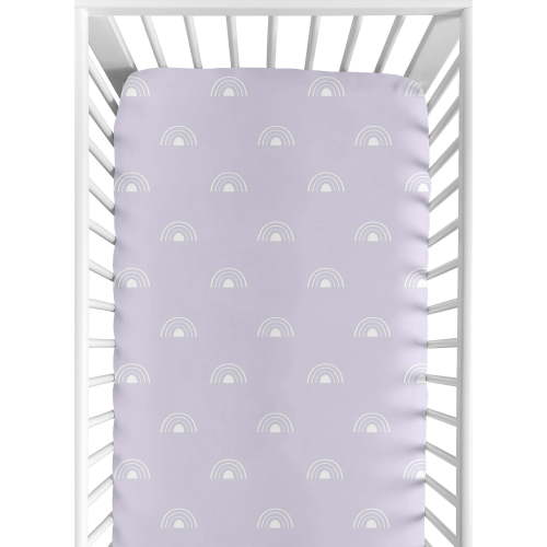 Boho Rainbow Lavender Purple and White Fitted Crib Sheet Girl by Sweet Jojo Designs