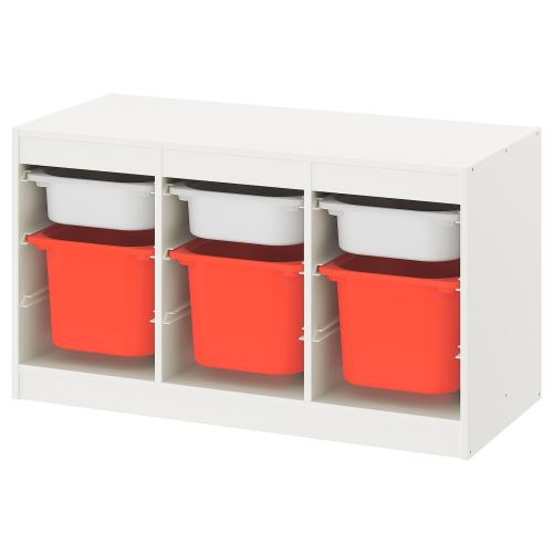 TROFAST Storage combination with boxes - white white/orange 39x17 3/8x22 "