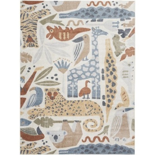 Nourison Astra Machine Washable 5'3" x 7' Ivory Kids Indoor Rug