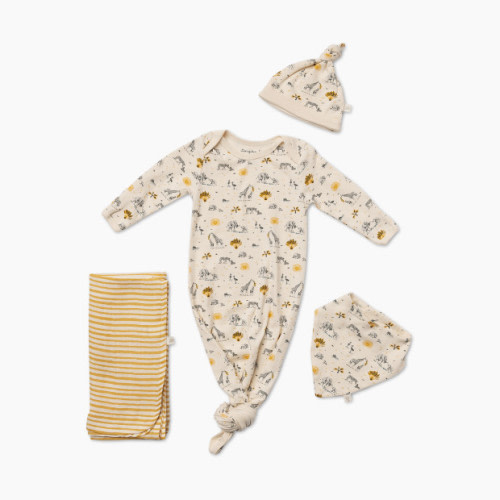 Tiny Kind The Knotted Gown 4 Piece Set - Safari Family, 0-3 M