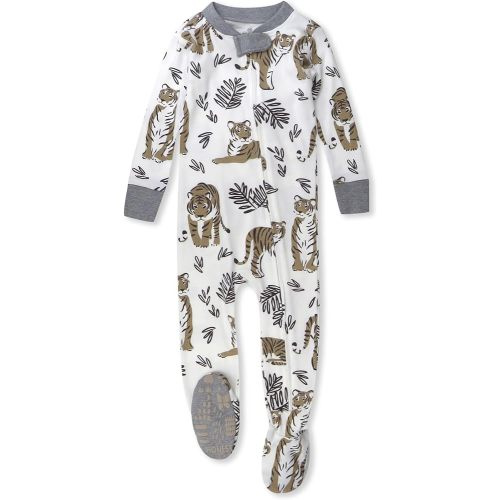 HonestBaby Non-Slip Footed Pajamas One-Piece Sleeper Zip-Front Pjs 100% Organic Cotton for Baby Boys