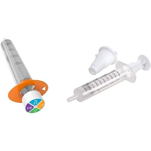 EZY DOSE Kids Baby Oral Syringe & Dispenser, True Easy Design, Color Coded, 10 mL/2 TSP with Bottle Adapter, 10 mL/2 TSP, Clear