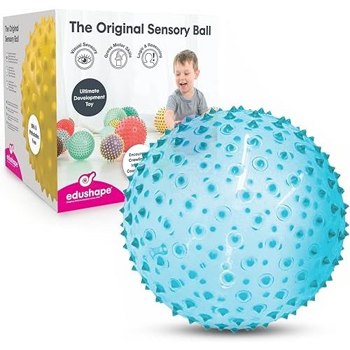 Edushape Sensory Ball for Baby - 7” Transparent Trendy Color Baby Ball that Helps Enhance Gross Motor Skills for Kids Aged 6 Months & Up - Pack of 1 Vibrant Colorful and Unique Textured Ball for Baby