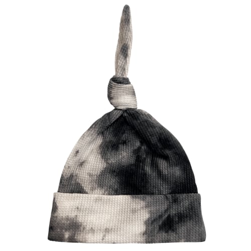 Organic Waffle Knot Beanie, Black Tie Dye