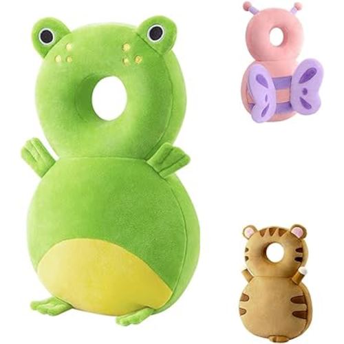 Toddler Baby Head Protection Cushion Backpack Wear,Green Frog