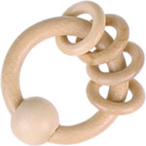 Natural Wooden Grasping Toy with 4 Rings - Goki America
