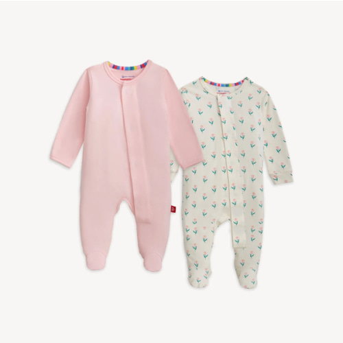 Magnetic 2-Pack Footie - Violet/Soft petal pink
